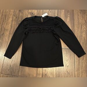 NWT Ann Taylor Black Blouse with Lace Detail